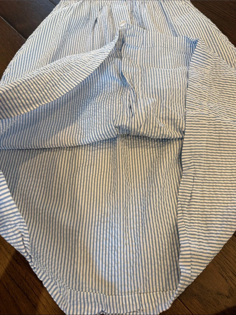 H&M Light Blue & White Striped Button-Front Midi Skirt Size 2 - C33-073